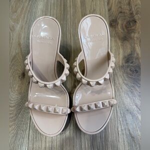 Carmen Sol Nude Light Tan Studded Jelly Slide Sandals Italy